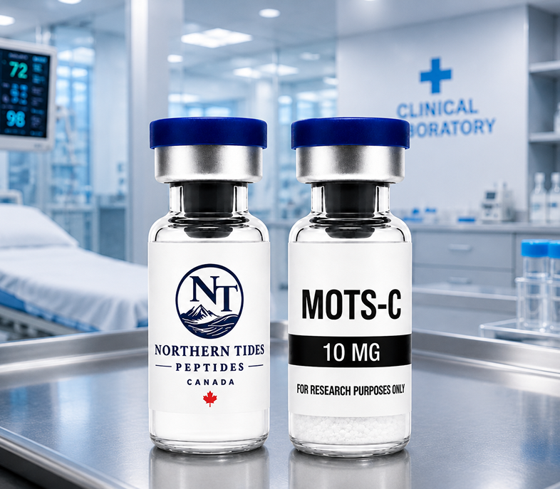 MOTS-C research vials in a laboratory